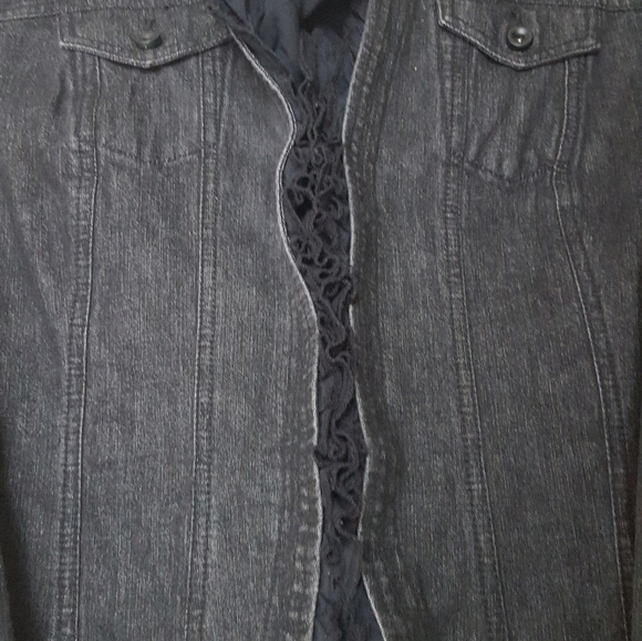 INC International Concepts ruffle Jean jacket - Picture 2 of 6